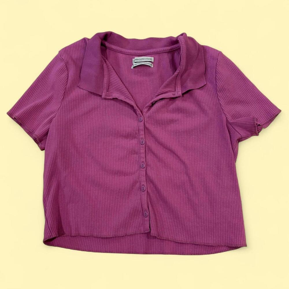 Urban Outfitters Women's Pink Ribbed Crop-top
